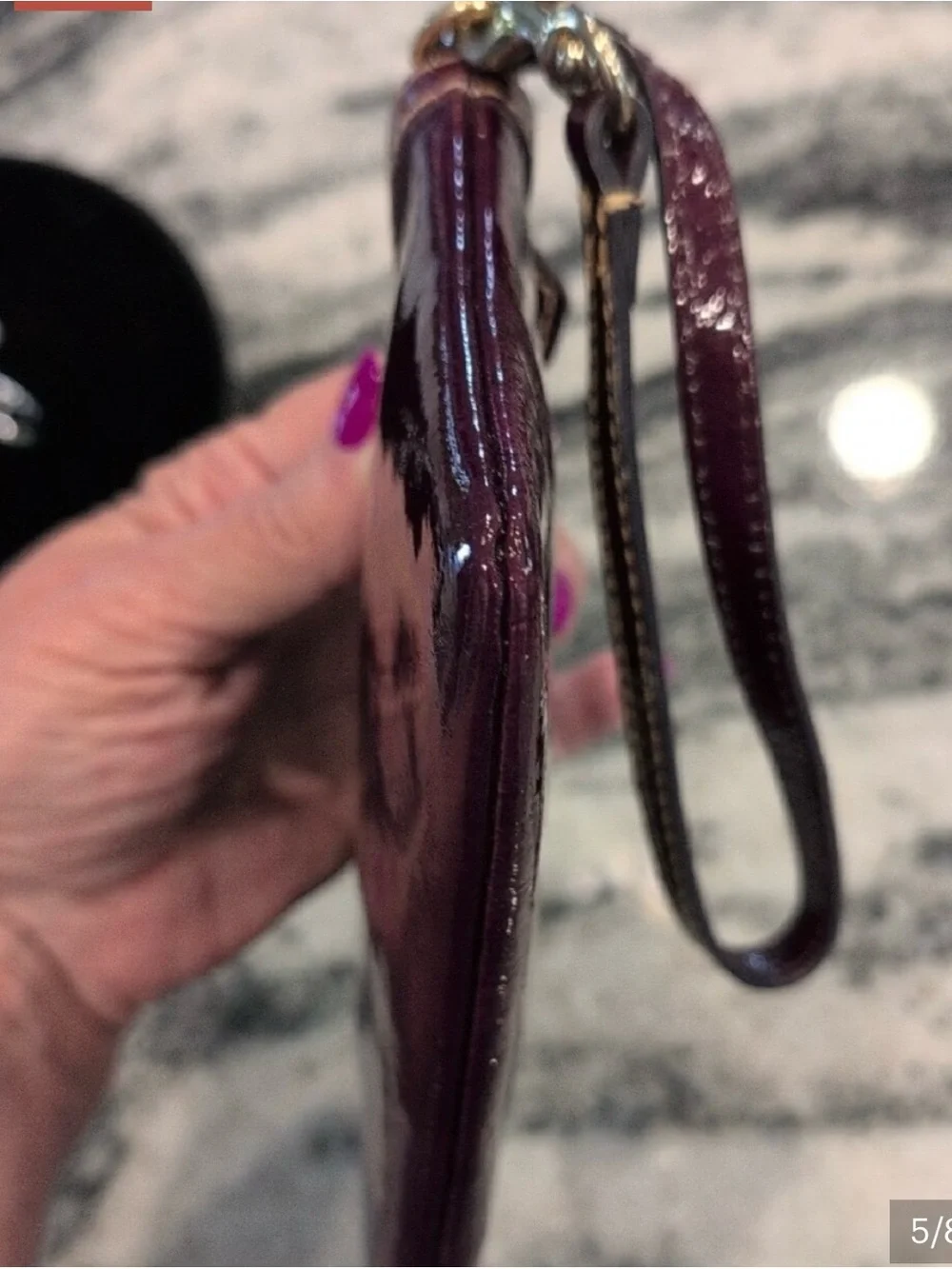 Dooney & Bourke Patent Leather Wristlet - Plum - Picture 5 of 7